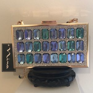 SALE! NWT Nina metallic gold bedazzled purse